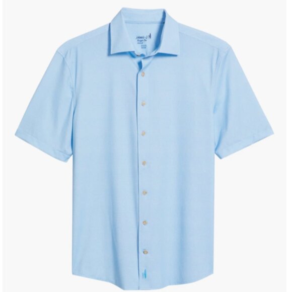 Johnnie-O Short Sleeve Hangin' Out Knit Button Down Shirt - Spielman NWOT Medium - Picture 1 of 9